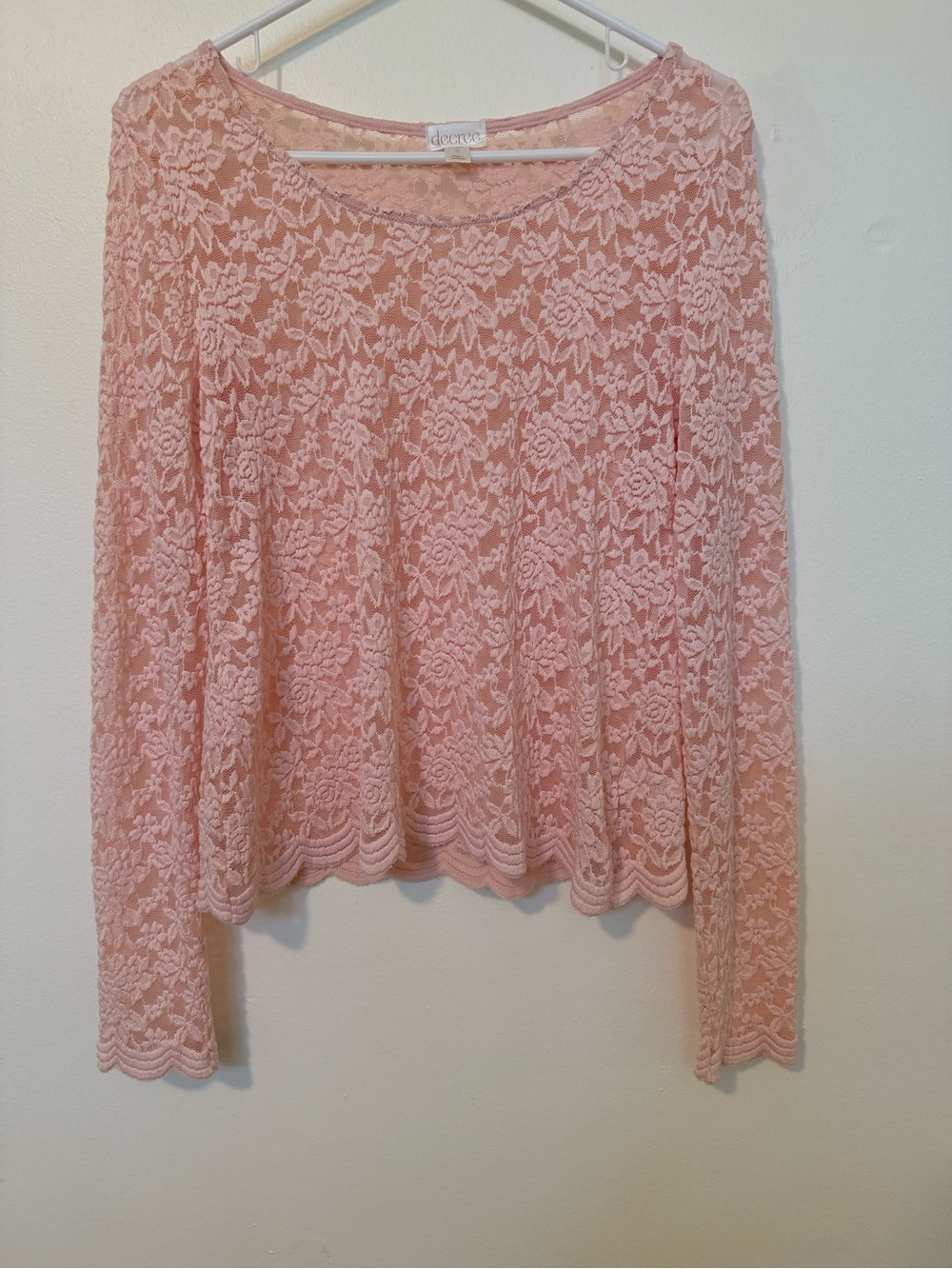 Decree light Pink Long sleeve lace top.